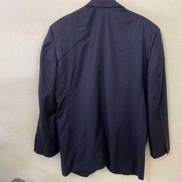 Brooks Brothers wool Blazer Mens 43R Black Chalk Stripe Pinstripe Sport Coat USA - Picture 2 of 14